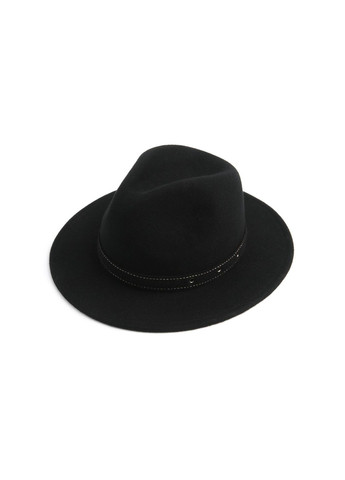 Шляпа федора мужская с ремешком фетр черная 653-314 LuckyLOOK 653-314m (289358384)