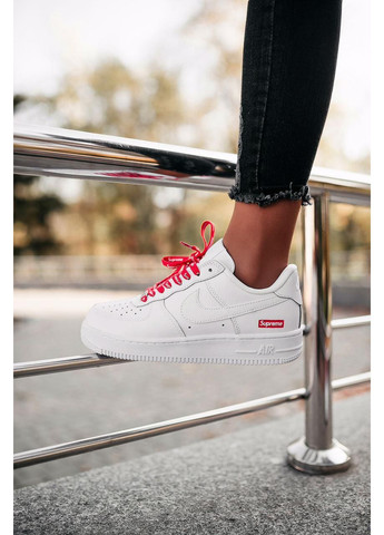 Білі Осінні кросівки чоловічі nike air force 1 supreme white найк аір форс 1 преміум No Brand