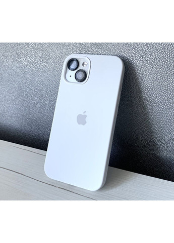 Чехол для iPhone 15 open camera силиконовый закрытый низ на айфон 15/White cover Silicone Case (369137397)