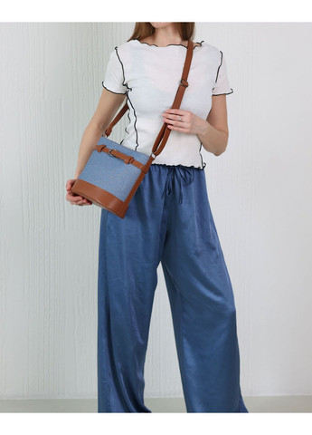 Женская сумочка Нат синяя экокожа молодежная сумка на плечо с молнией и карманами ProDobro (367267333)