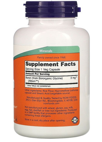 Натуральна добавка "Бор", 3 мг Boron 250шт (874832-35030519) Now Foods (368603203)