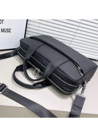Шкіряна чоловіча ділова сумка для ноутбука 40x27x10, офісний портфель 56901, чорний Tiding Bag (394184423)