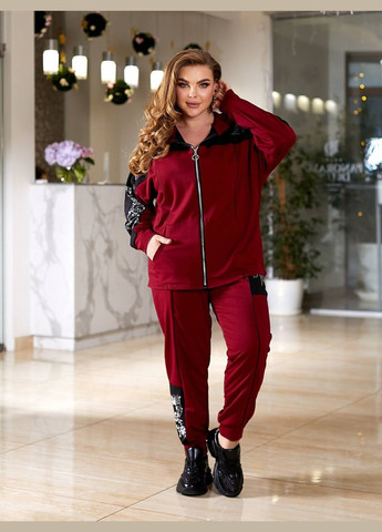 Женский костюм-двойка цвет бордовый-черный р.56/58 453109 New Trend (285711158)