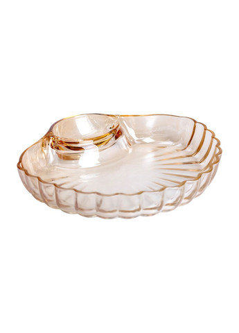 Стеклянное блюдо с соусником 21х19х3 см тарелка для суши коричневая HP-YH-1 Yiwu (353503940)