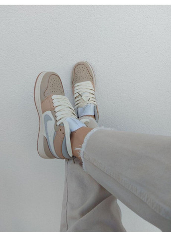 КРОССОВКИ ЖЕНСКИЕ NIKE AIR JORDAN 1 RETRO CREAM НАЙК АИР ДЖОРДАН No Brand бежевые демисезоны (367171536)