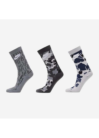 Чёрные носки u nk everyday essential crew серый Nike однотонные (302224120)