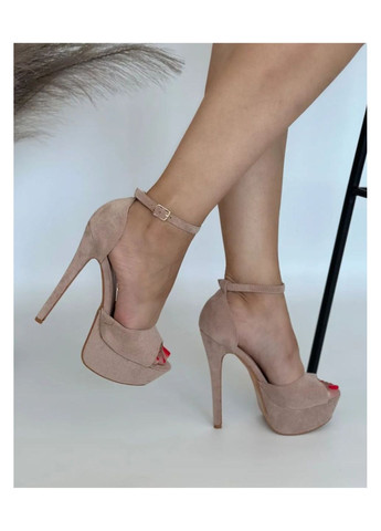 Бежевые стильные женские босоножки No Brand с ремешком