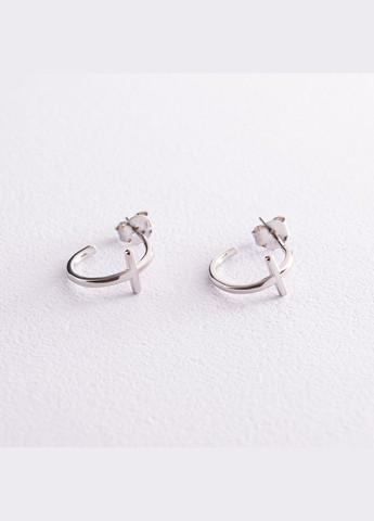 Срібні сережки - пусети Хрестики 123249 Oniks (264023311)