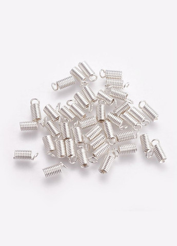 Біжутерні кінцевики обжимні Пружинка під шнур волосінь до 1.8 мм Срібляста 7 мм x 3 мм Finding (338434535)