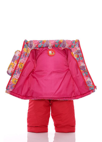 Червоний зимній комбінезон на синтепоні для дівчинки галактика нуль підстібка білий з чорним хутро червоне 86 см (51508) BABYKROHA