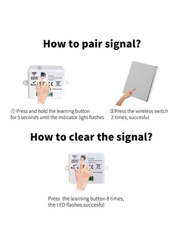 Бездротовий вимикач настінний, одноканальний із реле RF433 (накладний) AXUS (300577496)