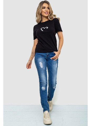 Футболка жіноча з принтом, колір чорний, 238R57384 Ager - (338017387)