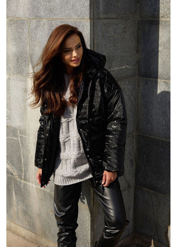 Черная демисезонная черная зимняя куртка принт буквы Seventeen