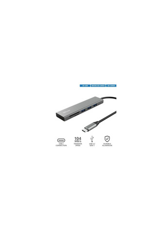Концентратор (24191_TRUST) Trust HALYX FAST 3USB+CARD READER USB-C ALUMINIUM (366645903)