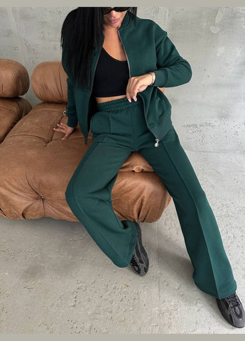 Женский теплый качественный спортивный костюм: кофта бомбер на молнии и брюки палаццо со стрелками с утеплением No Brand (316094573)