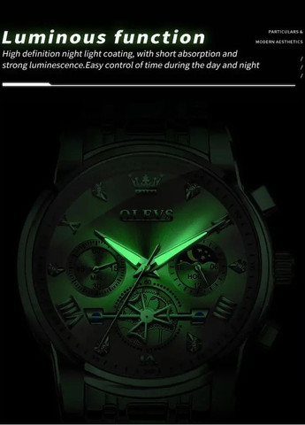 Мужские кварцевые часы 2858 Blue Natural Стильные деловые часы с браслетом и коробкой Olevs (354820485)