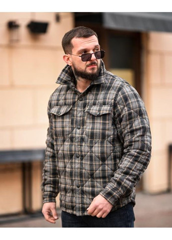 Сіра демісезонна чоловіча демісезонна куртка в клітинку сіра No Brand