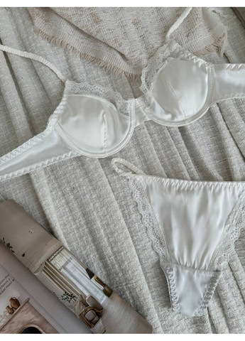 Білий балконет комплект жіночої білизни | сатинова ніжність, білий Vital-Textile з кісточками поліестер, еластан