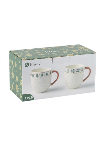 Набір із 2 кружок «Новорічний візерунок» колір білий CB-00286780 No Brand (366038059)