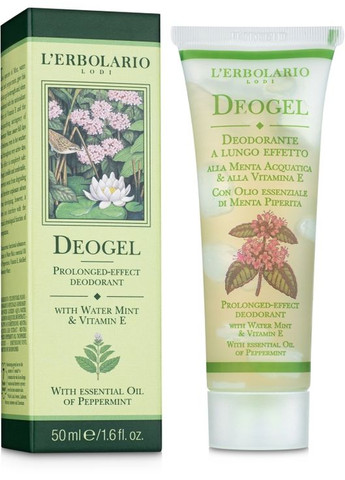 Дезодоруючий гель з водяною м'ятою і вітаміном Е Deogel Alla Menta Acquatica &Vitamina E 50ml (49847-28849) L'erbolario (368655488)