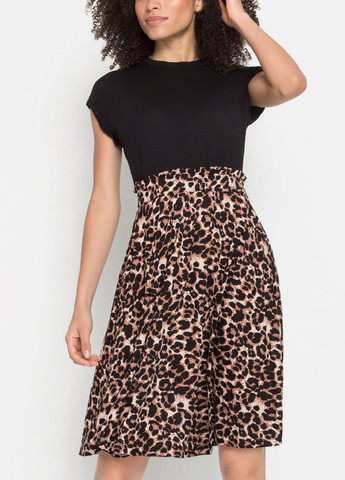 Комбинированное повседневный платье Lascana леопардовый