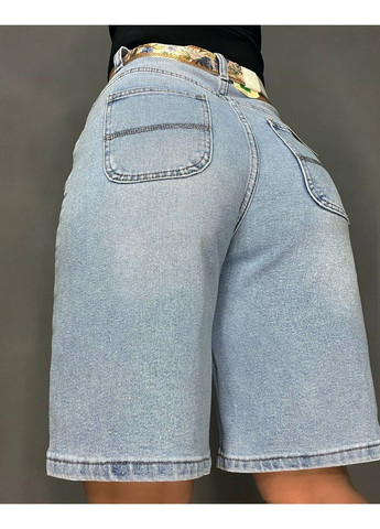 Шорты женские джинсовые 4059 бермуды удлинённые с поясом-платком голубые Vindasion (330120375)