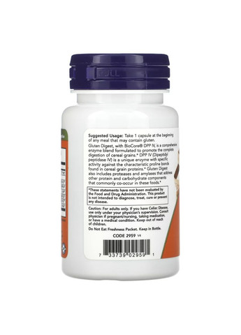 Ферменти для травлення глютена, Gluten Digest,, 60 вегетаріанських капсул Now Foods (326055013)