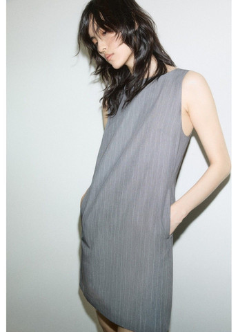 Сіра повсякденний жіноча сукня без рукавів з кишенями н&м (58614) s сіра H&M