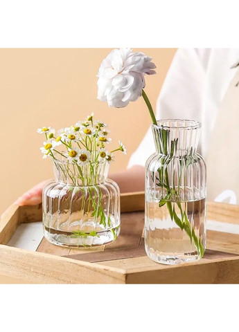 Стильная средняя прозрачная стеклянная ваза No Brand (295012662)