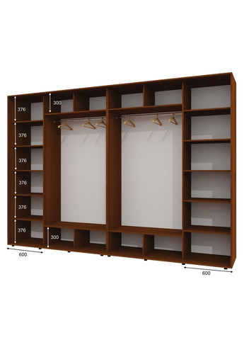 Шафа-купе чотиридверна 340*60*250 Горіх лісовий 2 Дзеркала з піскострумним малюнком/2 Дзеркала Алекса (360436390)