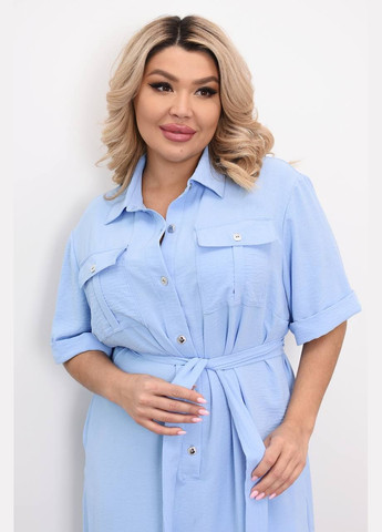 Голубое платье америк креп жатка с поясом на пуговицах No Brand