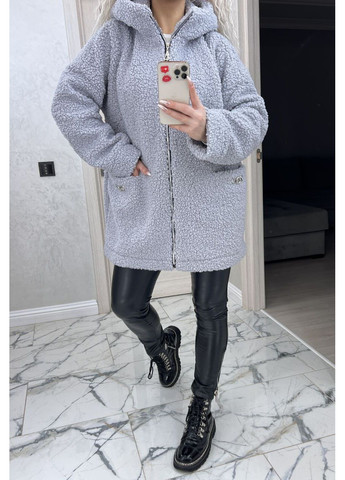 Серая демисезонная женская куртка из меха овчины Stylish Touch