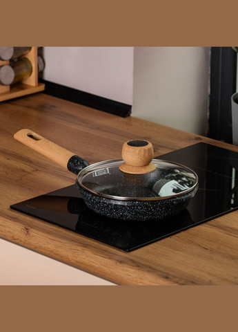 Сковорода универсальная алюминиевая 20 см с антипригарным покрытием, черный MGC (322855537)