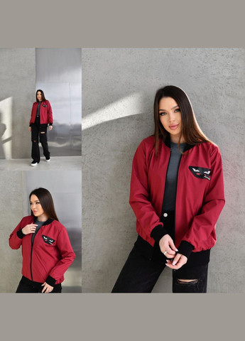 Бордова жіноча куртка бомбер колір бордовий р.48/50 450747 New Trend