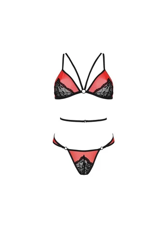 Красный демисезонный комплект белья peonia set red - cherrylove Passion