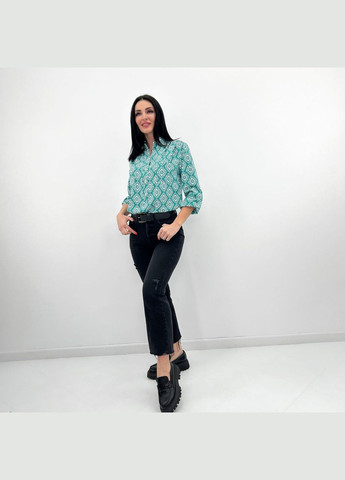 Бірюзова жіноча блуза з принтом Fashion Girl