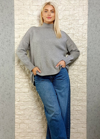 Сірий зимовий джемпер джемпер di classe оверсайз із подовженою спинкою