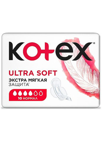Гігієнічні прокладки, 10 шт Ultra Dry&Soft Normal 10шт (792845-21427) Kotex (368661467)