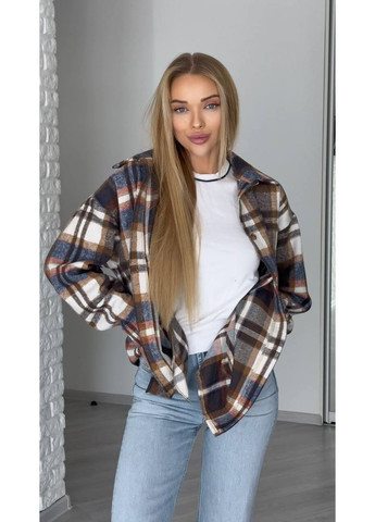 Коричневая повседневный, вечерний, кэжуал, классическая рубашка в клетку No Brand с длинным рукавом