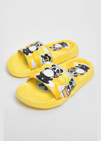 Шльопанці дитячі резинові жовтого кольору з малюнком Let's Shop (295012184)