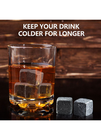 Натуральні камені для охолодження напоїв Whisky Stones (4 камені + щипці) No Brand (307016770)