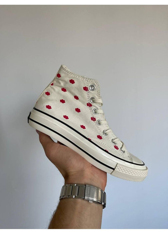 КЕДЫ ЖЕНСКИЕ CONVERSE CHUCK 70 EMBROIDERED LIPS WHITE КОНВЕРС No Brand белые демисезоны (368870191)