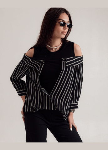 Чорна блуза в смужку Phardi