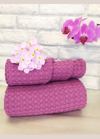 Подарунок на Різдво для жінки комплект рушник вафельний та тюрбан 166х 95 см бузок (5743-2158) No Brand (299005423)