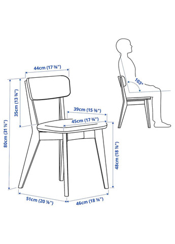 Стіл і 4 стільці ІКЕА LISABO / LISABO 105 см (s79554907) IKEA (278408066)