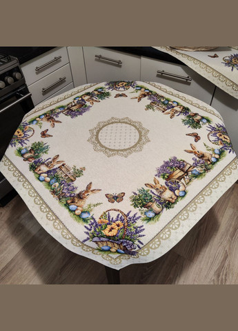 Гобеленовые скатерти пасхальные прямоугольные праздничные скатерти на стол с золотистой нитью 98х100см Maystat (324231879)