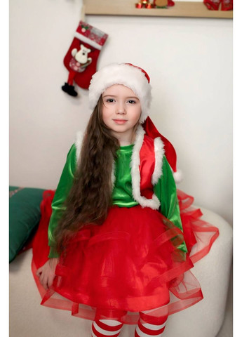 Костюм “Ельфик”, р.128 Спідничка — м’який фатин • Кофтинка — велюр • Жилетка — атлас + штучне хутро • Шап No Brand (370661780)