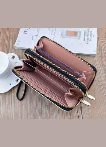 Стильный женский кошелек клатч на 2 молнии с ремешком на руку Розовый No Brand (299314042)