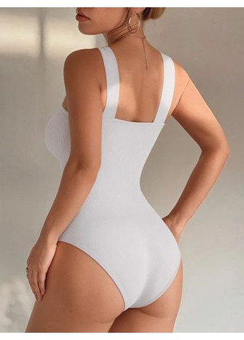 Боді жіночий елегантний з прямим декольте закритою спинкою на кнопках No Brand боді Jelly білий (362137195)