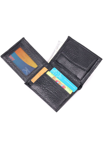 Маленький гаманець чоловічий Шкіряний зернистий без застібки 21364 Чорний Karya (306881948)